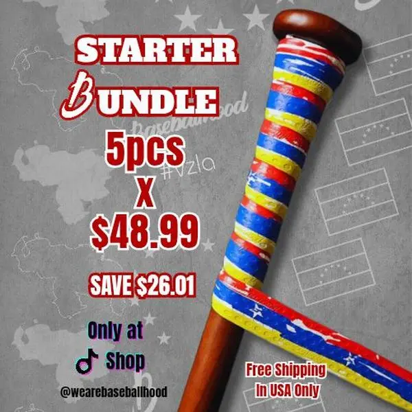 Baseballhood Venezuelan Flag Bat Grip Starter Bundle x 5pcs.