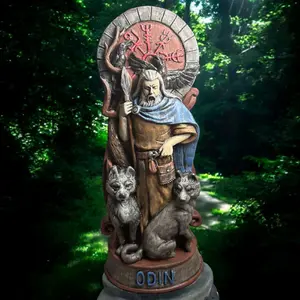 Odin Norse God hand painted Deity statue.