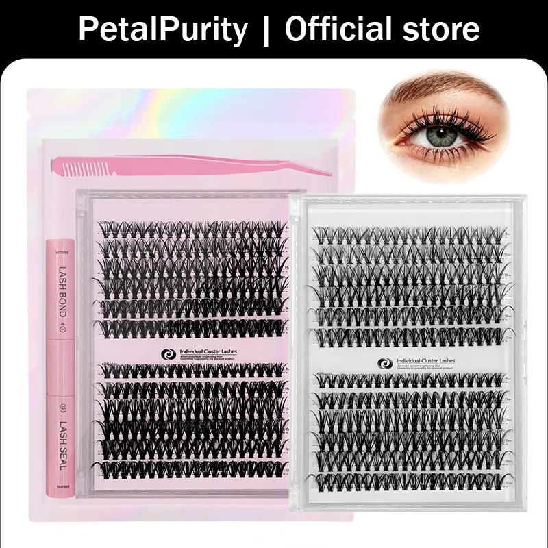 30D+40D 2 Style Lash Clusters Kit, 1 Set Mixed Length Individual Eyelash Extensions Kit, Self Grafting False Eyelashes with Tweezers Glue & Remover, Professional Eye Makeup Accessories for Women