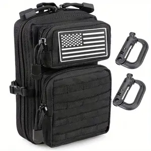 Molle Utility Pouch, EDC Tool Pouch Phone Pouches Mini Waist Pouches Medical EDC Pack Mini Design of 3-Day Backpack Free 1 flag badge and 2 carabiners