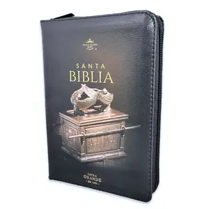 Bible in Spanish Compact with Zipper 10 points Reina Valera 1960 Imitation Black Leather with Index-Ark of the Covenant