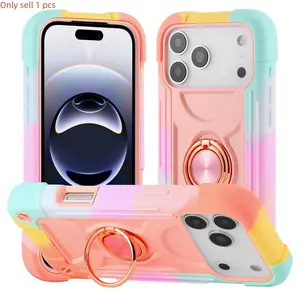Compatible iPhone 17 Pro Max Case, 360° Rotating Ring Stand, Drop Protection, Shockproof, Durable Full Body Cover, Colorful, for iPhone 16-12 Pro Max Plus