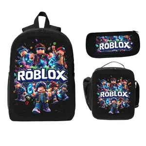 3PCS Roblox Print Backpack Set for Kids, Game Character School Bag Set with Lunch Box & Pencil Case, Lightweight Durable School Backpack for Boys & Girls, Gaming Inspired Bookbag for Students & Teens