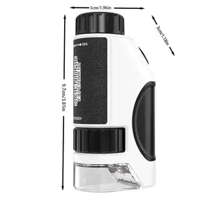Kids Mini 50X-300X Microscope Portable Handheld Microscope with LED & UV Light Adjustable Focal Length HD Lens for Children's Science Exploration