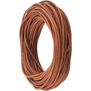 10.94 Yards 2MM  Cord for Crafts Light Brown Round Thin Cowhide Real Leather String Lace Cording Rope Braiding Strip Thread for  Making Necklace Bracelets Wraps Beading