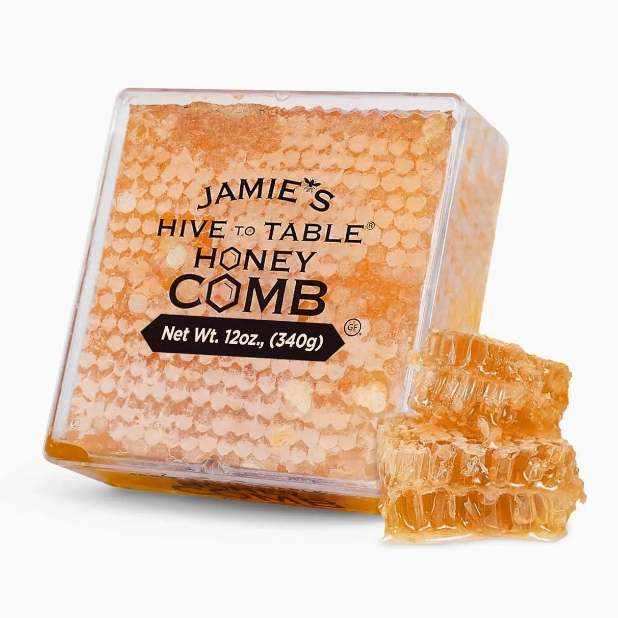 Jamie's Hive To Table 100% Raw Honeycomb, 12 Oz – All-Natural Pure Georgia Honeycomb, No Additives or Preservatives, Non-GMO