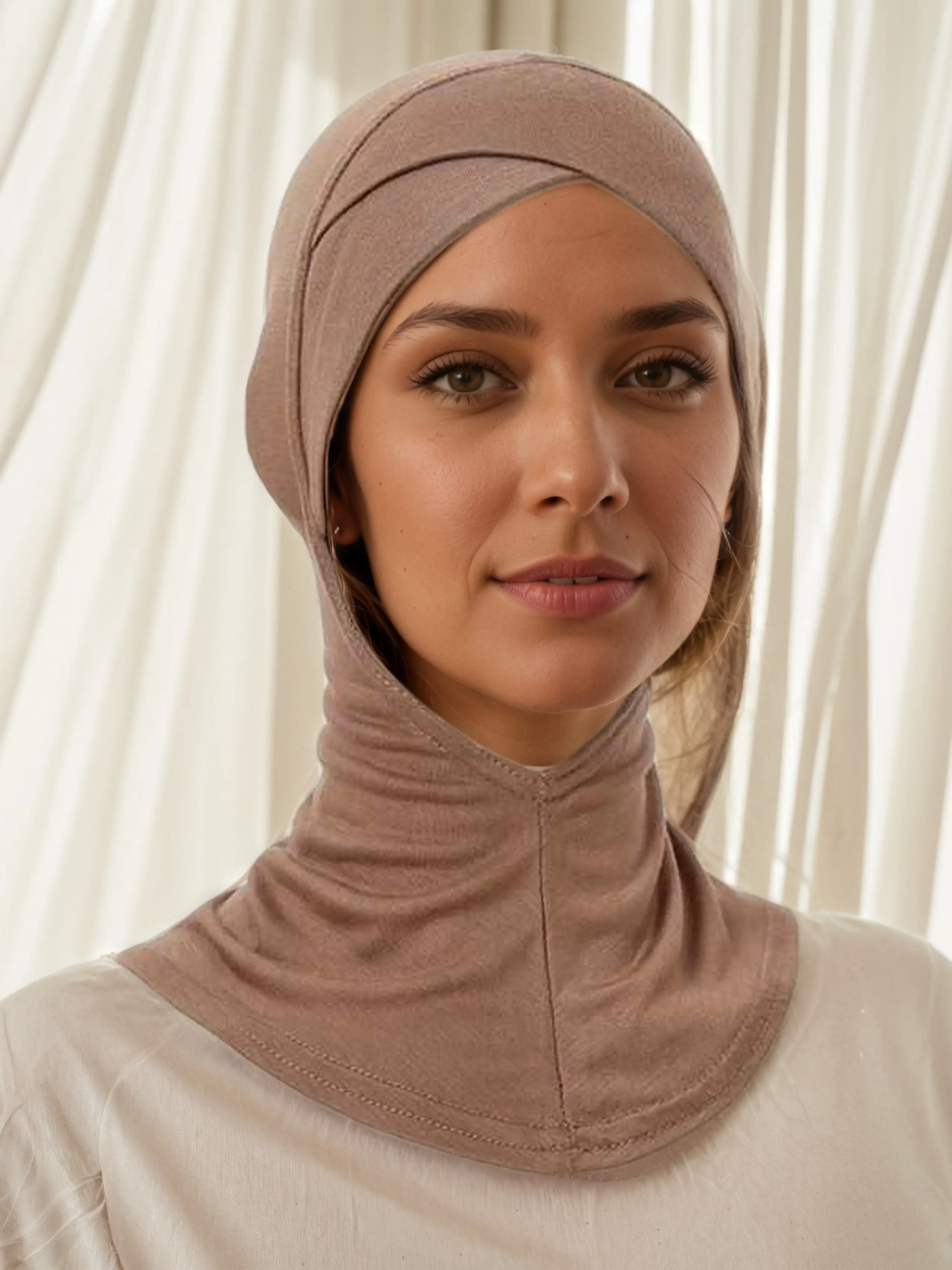 Women's Inner-Lined Hat Scarf, Turkish Style, Turban Hijab, Solid Color Design, Elastic Chin Strap, Winter & Fall Accessory, Abaya Daily Wear