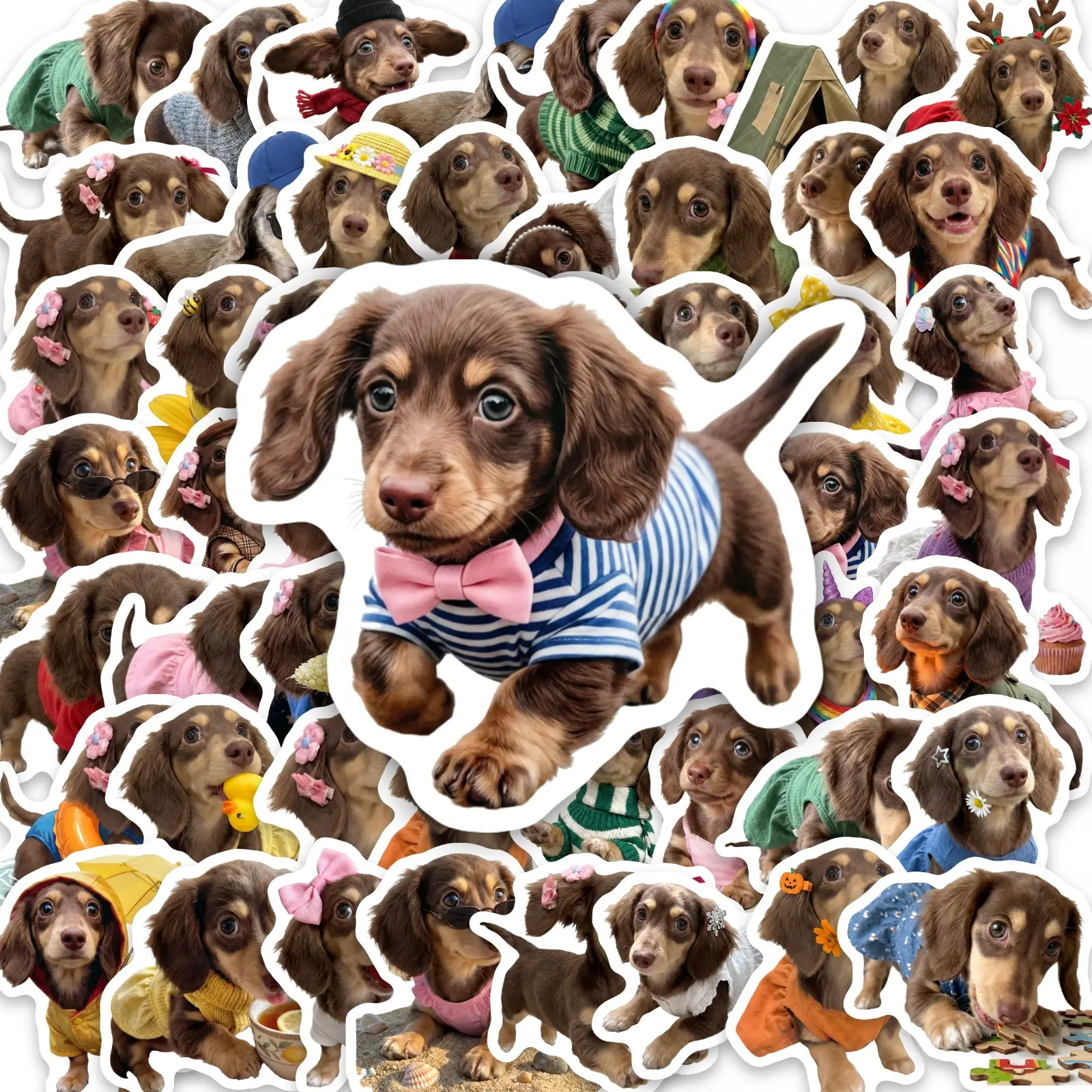 50 Pieces Dachshund Series Stickers, Suitable for Pasting on Scrapbooks, Laptops, Water Bottles, Cars and More, Birthday Gifts, Multipurpose Car Decal, Car Decals