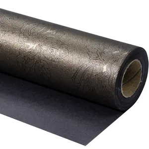 Reversible Gold Metal Rose Pattern Gift Wrap Paper, Elegant Vintage Floral Gift Wrapping Roll, DIY Craft Decor Paper, 43.2cm X 1000cm
