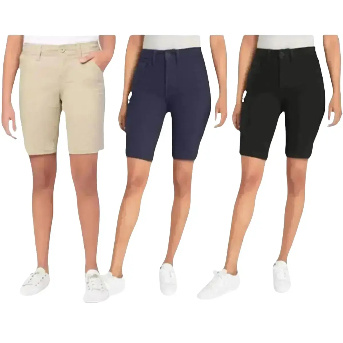 Women's 3 Pack Super Stretch Bermuda Shorts Women's 3 Pack Super Stretch Bermuda Shorts