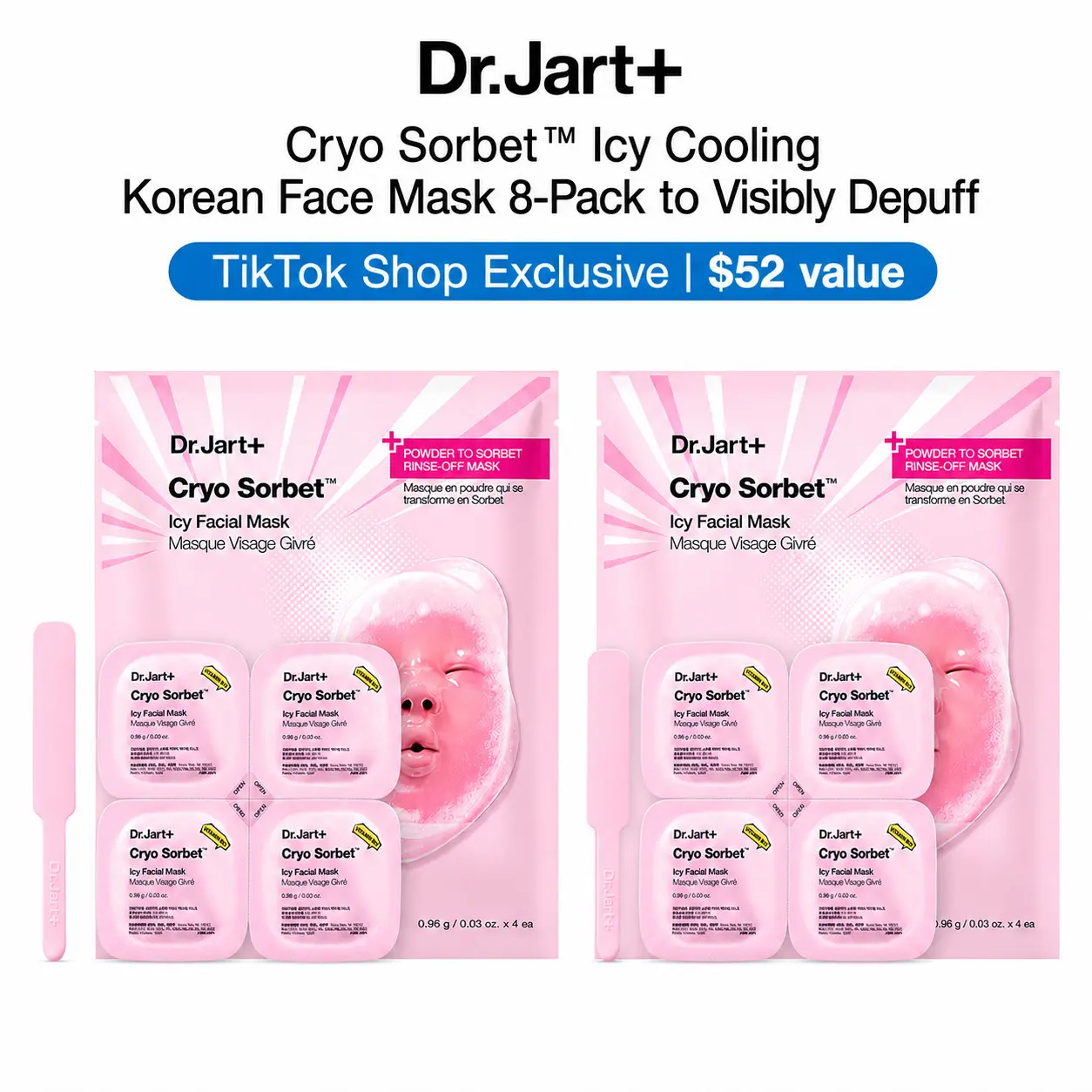 [NEW] [Dr. Jart+] Cryo Sorbet Icy Cooling Korean Face Mask Set to Visibly Depuff, Korean Skincare, Face Mask, Tighten Pores, Boost Glow, Safe for Sensitive Skin, Value Bundle, Vitamin B12, Korean Face Mask, Makeup Prep, Dermatologist Tested