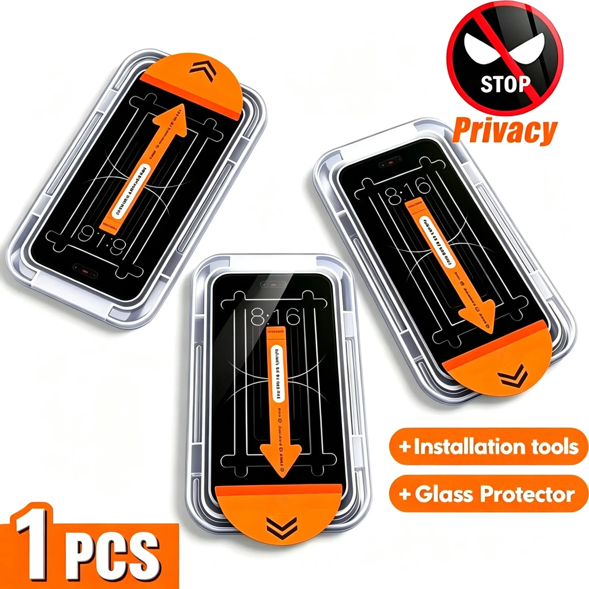 1pc for Samsung for iPhone14/15/16 Samsung S24 One-Click Instant Privacy Tempered Glass Screen Protector