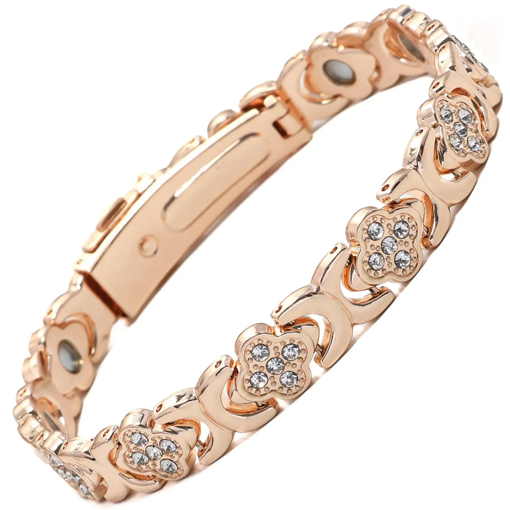 Hot selling bracelet, fashionable and detachable cross magnet bracelet with diamond studded magnets, women's metal bracelet