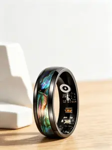 Colorful Abalone Shell Smart Ring, Step Counter Fitness Tracker, Sleep Monitor, Rechargeable USB, Wireless, Battery-Powered