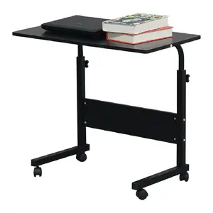 CalidoCasa Adjustable Side Table with Removable Design, Black P2 15mm Chipboard & Steel Frame, Small End Table for Living Room, Bedroom or Office, Compact and Modern Space-Saving Furniture