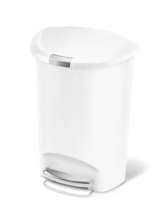 simplehuman Kitchen Trash Can, 13 Gallon Plastic Step Garbage Bin with Secure Slide Lock Lid