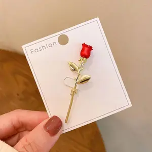 Rose Flower Brooch, Fashion Alloy High-End Wedding Accessory, Elegant Pin for Coats Suits Dresses, Gift for Women