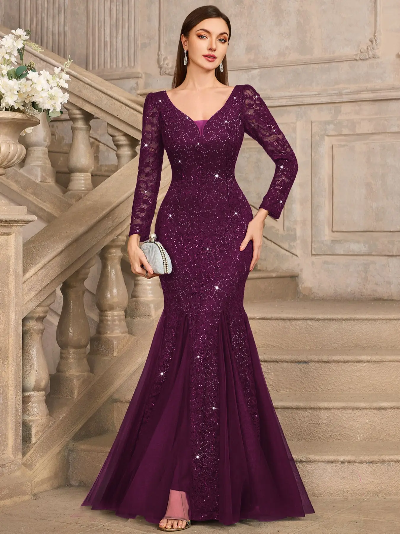 pink long evening dress Colors 2975 Size 6, 8 Hot Pink Long Prom Dress Sequin 6 / Hot Pink