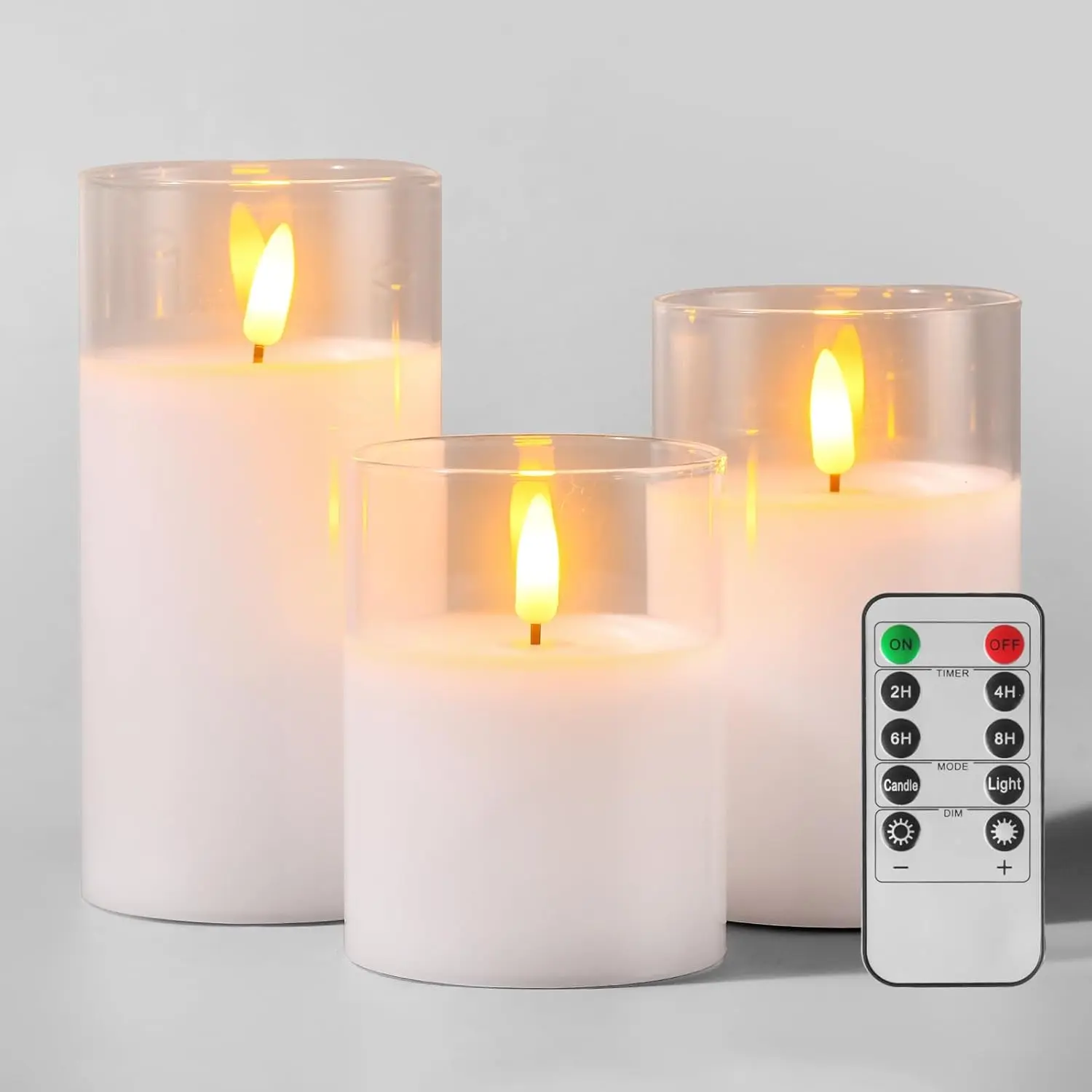 Battery Operated Real Wax Flameless LED Candles with Remote & Timer, Dimmable Flickering Warm Light, Decorative Ambient Lights for Holiday, Dinner, Indoor Home Decor