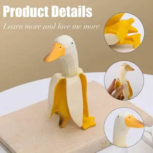 Banana Duck Statue Cute Resin Weather Resistant Duck Figurine Sculpture Creative Art Decorative Ornament for Indoor Outdoor Home Office Garden Yard, Halloween, Christmas gifts
