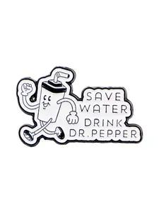 Cute Drink Quote Lapel Brooch Pin Badge, Zinc Alloy Cartoon Design, Fashion Party Clothing Accessory, Casual Style, All Seasons, Durable Metal Pins