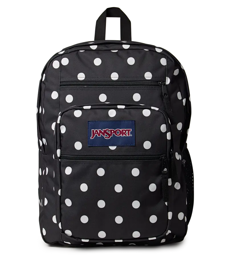 JanSport Big Student Backpack for Women, 34L, 15-Inch Laptop Sleeve, Water Bottle Pocket, Recycled Polyester, Spot On Black, Backpacks For Women