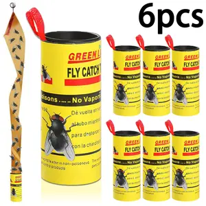 36pcs Hanging Sticky Fly Trap Rolls, Non-Toxic Adhesive Tape, Indoor Outdoor Mosquito Traps, Garden Patio Pest Control, Fly Repellent, Insect Killer