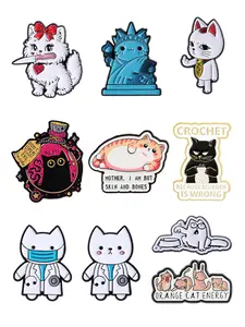 Cute Cat Enamel Pin Set, Metal Pin, 10-Piece Animal-Themed Accessories, Ideal Gift for Cat Lovers & Collectors, Unique Design Collection