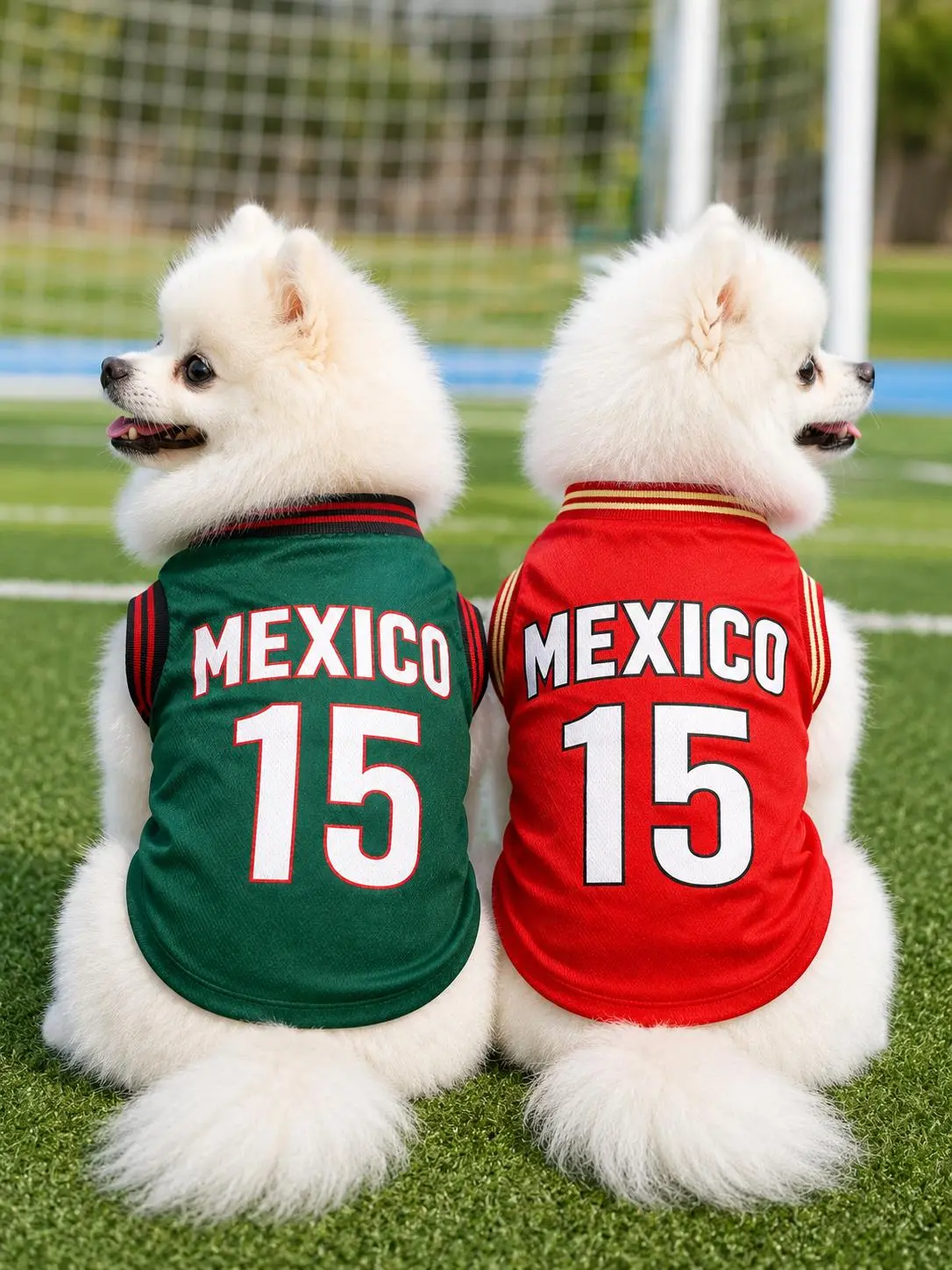 Mexico 15 Pet Soccer Jersey, Breathable Sleeveless Vest Puppy Clothes for Small-Medium Dogs & Cats, 4 Different Styles for Photos & Walks, Comfortable