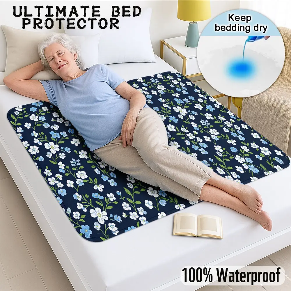 Waterproof Mattress Protector Pad, Waterproof Bed Pads, Washable Reusable, Suitable for Bedroom Sofa Pet Bed, Retro Elegant Home Protection, Adult & Pet Use, Waterproof Mattress Cover