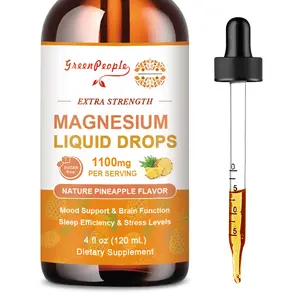 Triple Magnesium Complex Supplement 1100mg - Magnesium Liquid Drops - Pineapple Flavor, Calm Mood, Muscle & Sleep - 120ml 4 fl.oz Healthcare Dietary