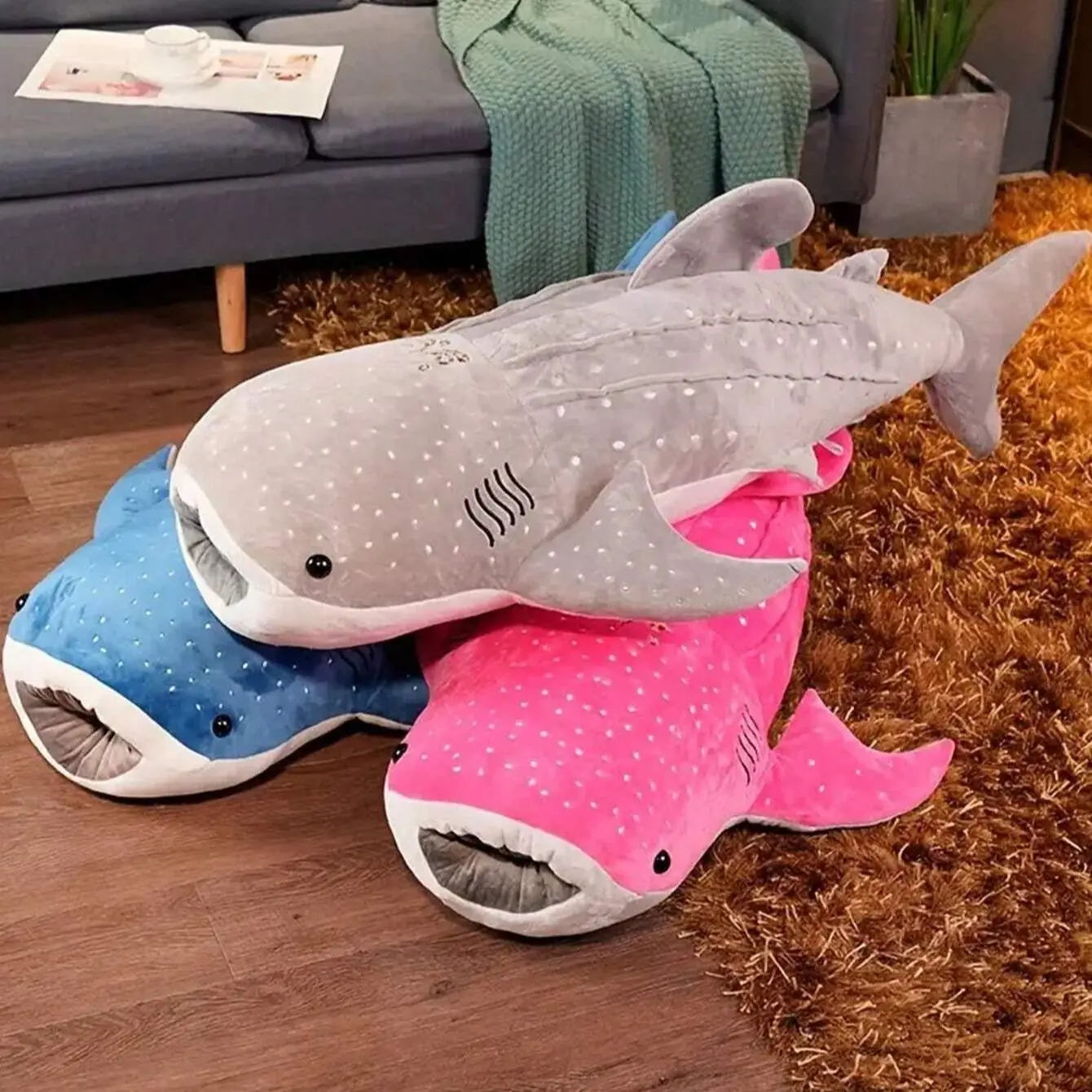 Cartoon Shark Design Plush Toy, 1 Count Cute Shark Shaped Plush Toy, Soft & Comfy Plush Cushion, Creative Home Decoration, Soft Stuffed Doll, Stuffed Animal Party Gift, Soft Cuddly Gift, Super Soft Fluffy, Soft Adorable Stuffed