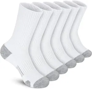 6Pairs Athletic Socks Sport Running Calf Socks Performance Cushioned Breathable Crew Socks for Men Women