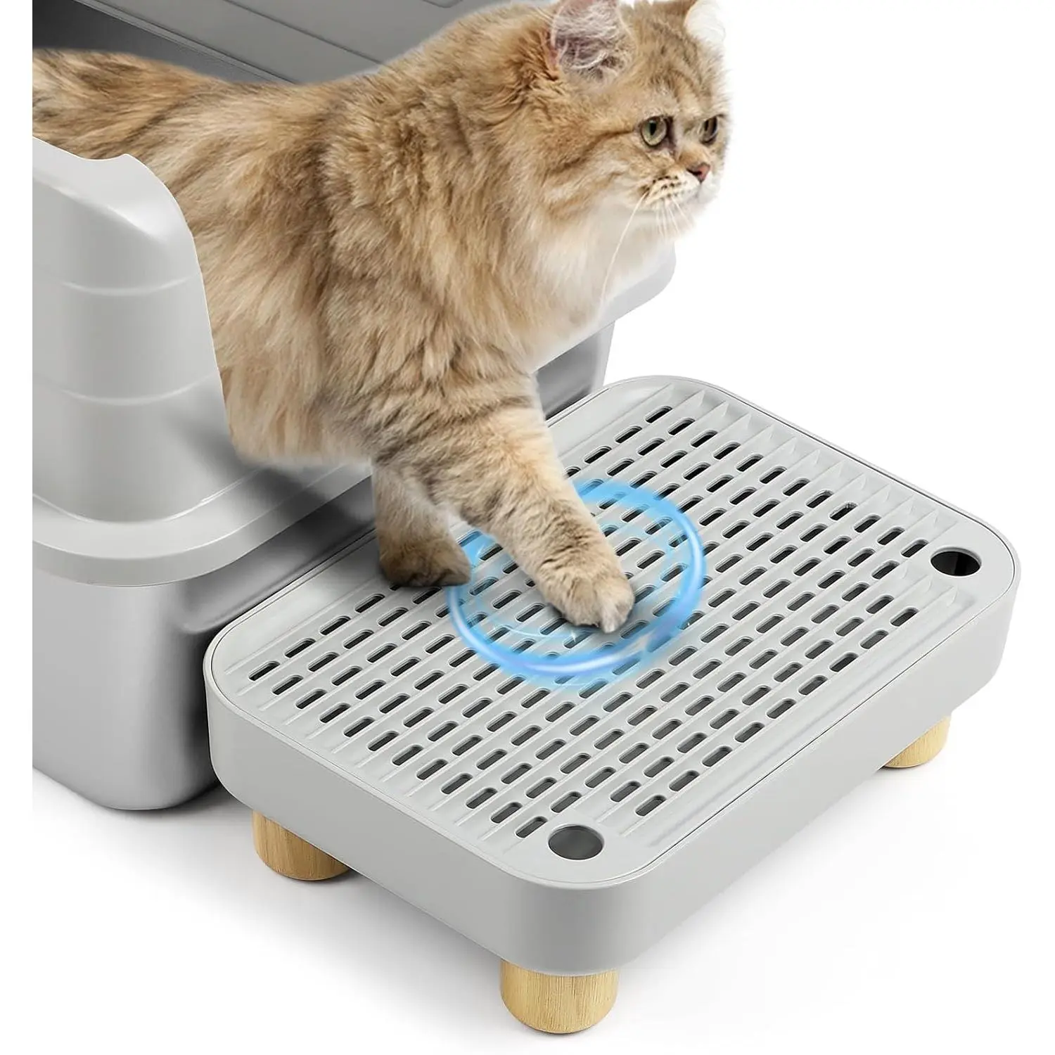 Cat Litter Box Ramp, Litter Trapping Step Mat with Filter Design for Automatic Self-Cleaning Cat Litter Box, Washable Easy Clean Cat Pedal Step Stool Suitable for Kitten, Elderly & Disabled Cats