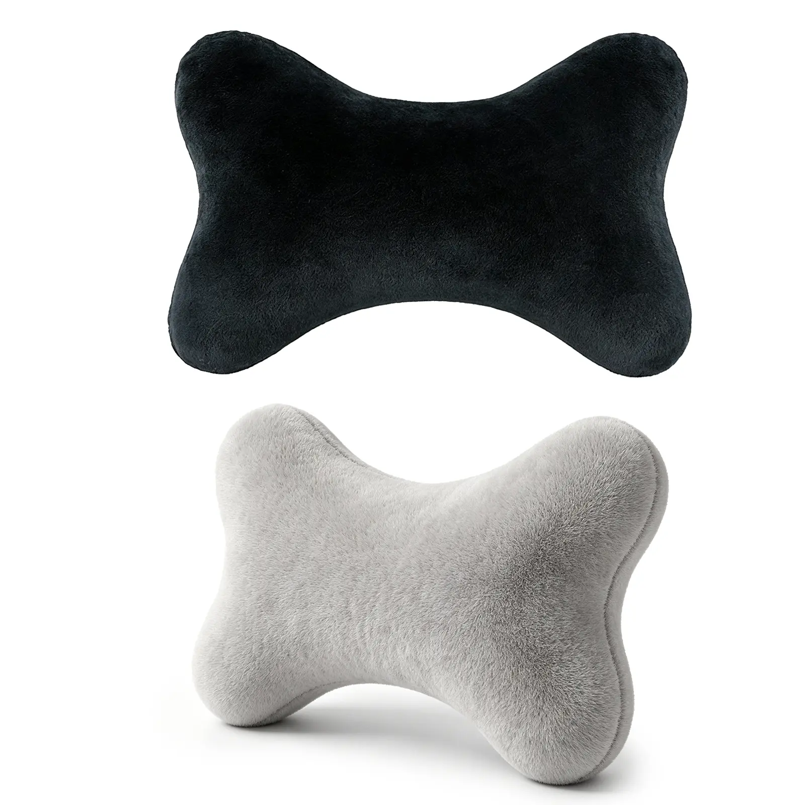 2Pcs Soft Plush Bone-Shaped Car Neck Pillows, Head & Neck Support Cushions for Car, Office and Travel