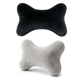 2Pcs Soft Plush Bone-Shaped Car Neck Pillows, Head & Neck Support Cushions for Car, Office and Travel
