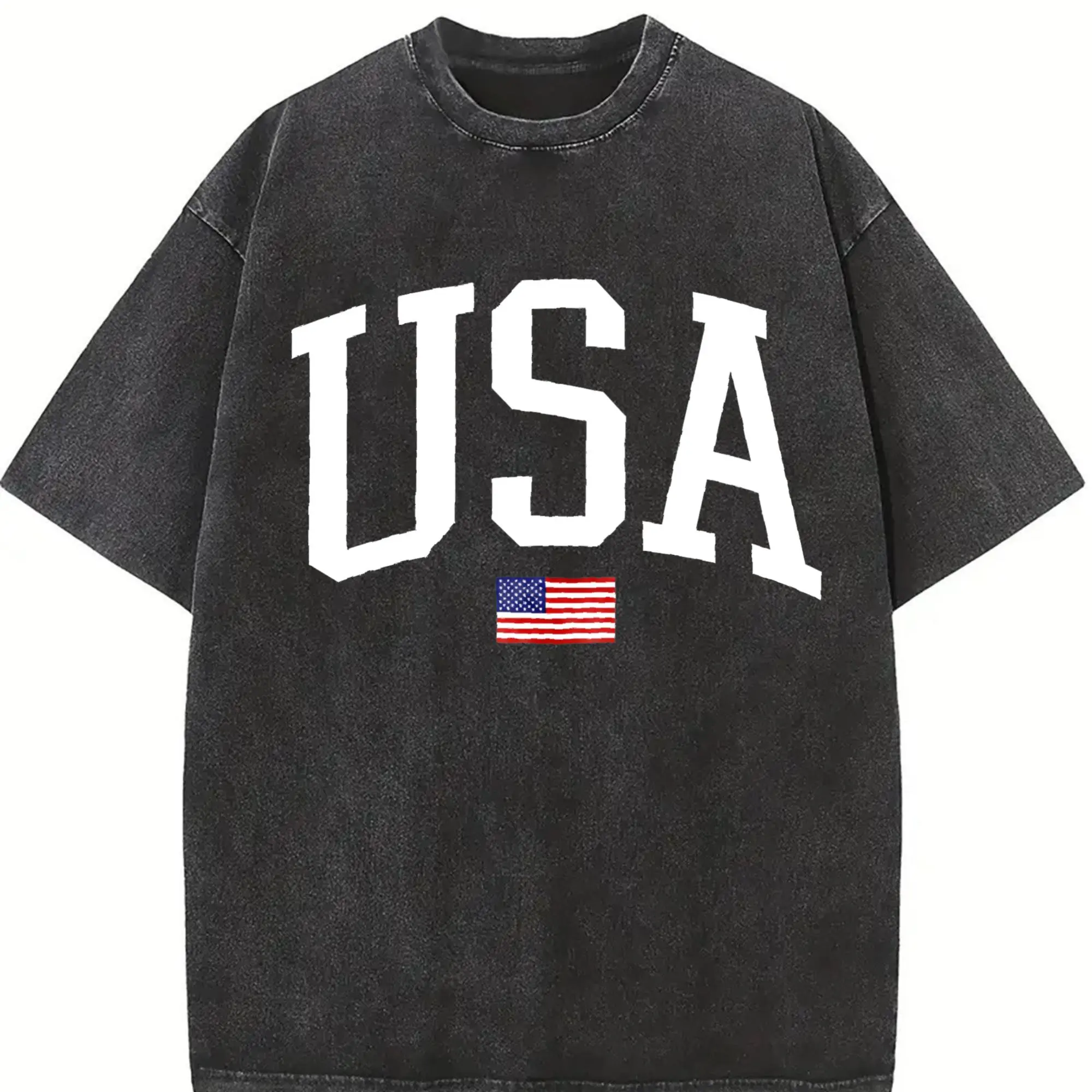 Men's Loose Oversized Short-Sleeve Round Neck Graphic Tshirt - Star Striped Red White Blue American Flag Americana Patriotic 4th of July Menswear Casual Streetwear Top, Fourth Of July, Unisex Pack