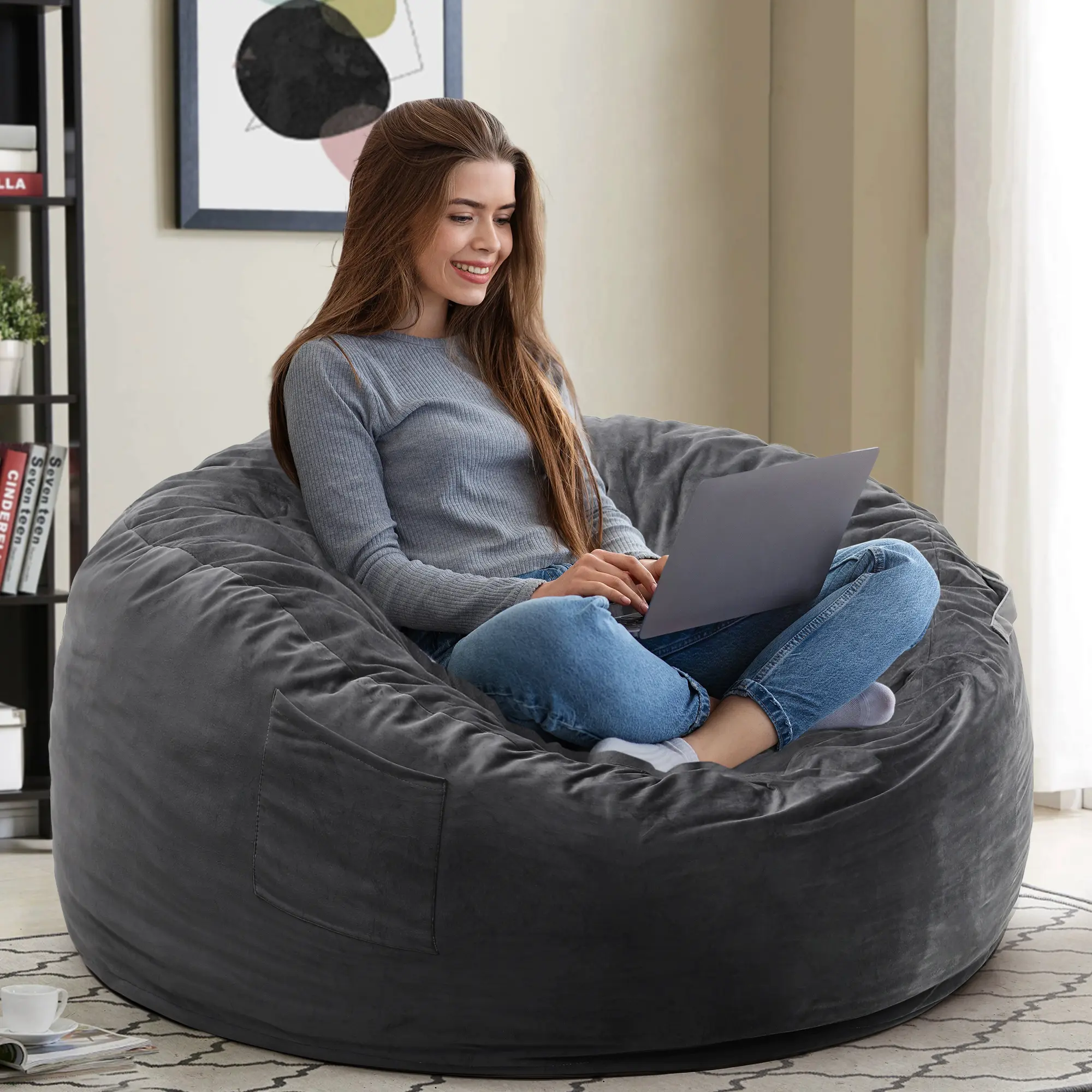 3.5 FT. Beanbag Chairs, Bean Bag Chairs for Teens and Adults with Memory Foam Filler,Washable Cover, Comfy Lounger summergarden,outdoorfurnitureset