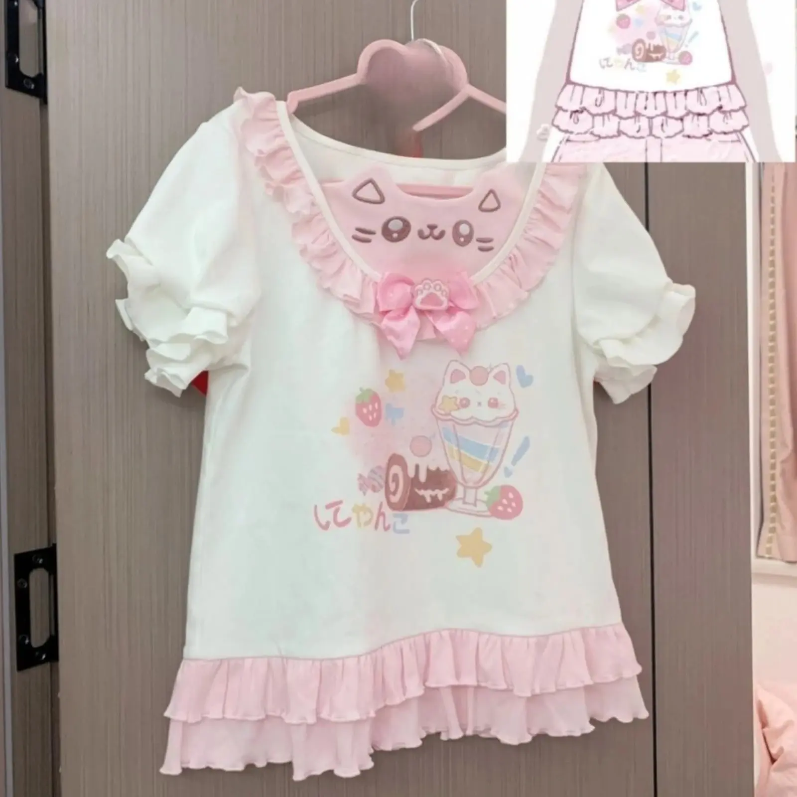 Y2k Cutecore Summer Women Korean Japan Harajuku Short Sleeve Egirl Anime T-shirts Aesthetic Oversized Kawaii Tshirt Tops Clothes