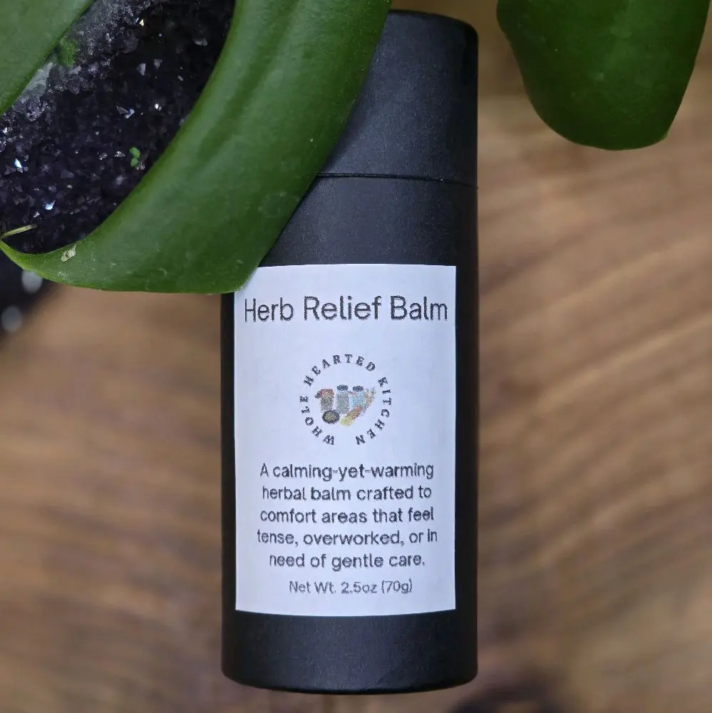 Herb Comfort Balm - 2.5 oz (70 g) Push-Up Tube, Plant-Based Ammonia-Free Herbal Balm with Cinnamon & Comfrey, Calming-Warming Care for Tense, Overworked Areas