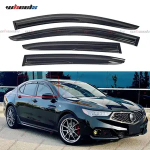 2015-2020 Acura TLX All Models 4-Piece Acrylic Rain Guards & Sun Visors - Dark Smoke Wind Deflectors, All-Weather UV Protection, Non-Scratch Easy Install