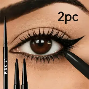 2 black gel eyeliners, long-lasting and natural, soft and smooth, easy to apply, matte and quick-drying, not easy to smudge, easily twist to create perfect eye makeup, suitable for makeup enthusiasts and beginners, perfect gift category: eyeliner and eyes