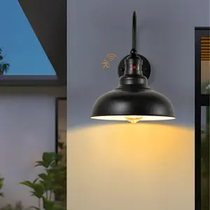 2-Pack Motion Sensor Outdoor Barn Lights, Outdoor Wall Sconces Farmhouse Exterior Wall Mount Light, E26 Base Vintage Outside Lighting Fixtures, Industrial Black Lanterns for Porch Garage Patio, 180° 12M Detection, 120s Timer