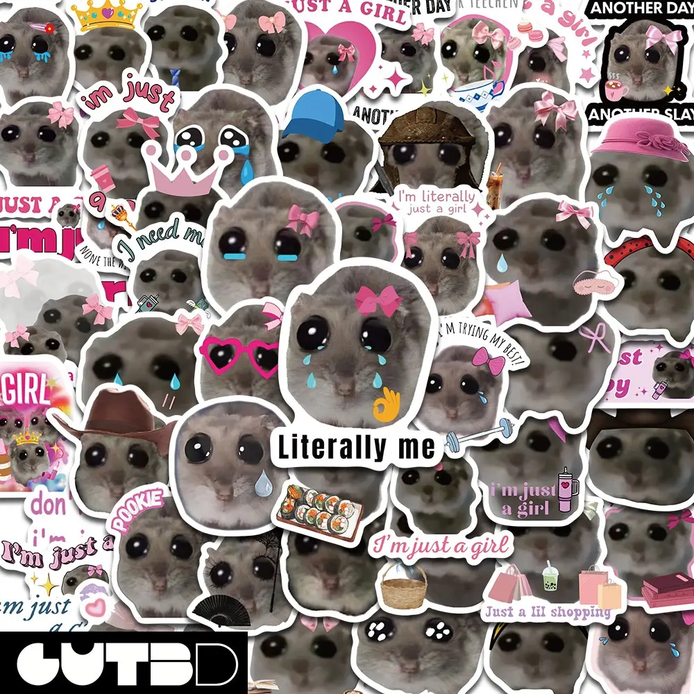 56 Pcs Sad Hamster Expression Graffiti Stickers, Funny Stickers, Guitar Notebook Luggage DIY Waterproof Decals, Flat Style, Sticker Collage Pack, No Ca Prop 65 Warning