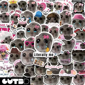 56 Pcs Sad Hamster Expression Graffiti Stickers, Funny Stickers, Guitar Notebook Luggage DIY Waterproof Decals, Flat Style, Sticker Collage Pack, No Ca Prop 65 Warning