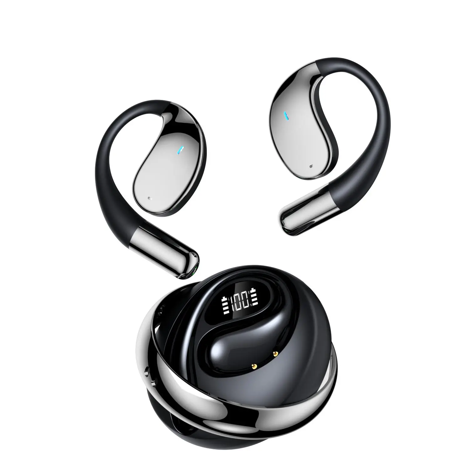 YYK Q93 Open-Ear Wireless Bluetooth Earbuds with ENC Noise Reduction, LED Display Charging Case, Touch Control, HD Calls, IPX5 Waterproof, Long Battery Life for Sports & Daily Use