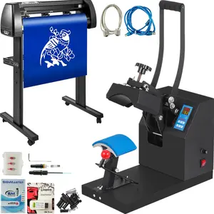 fathersdaygift VEVOR 5.5x3.5 inch Cap Heat Press 53 Inch Vinyl Cutter Machine w/ Floor Stand