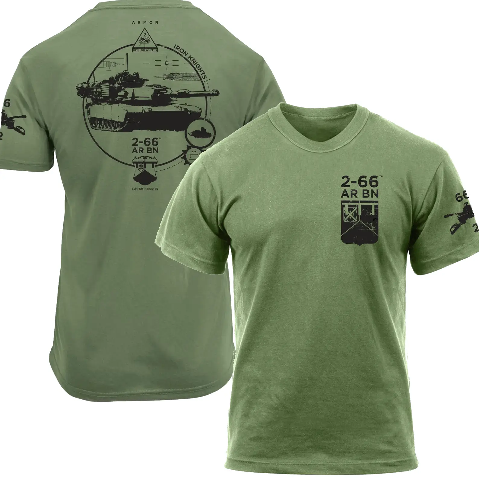 2-66 Armor 2nd AD Iron Knights Army T-Shirt, Hell on Wheels Military Tee, Former soldier Shirts Cotton Classic Top