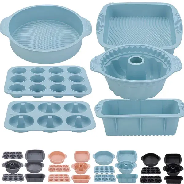 6-Piece Food-Grade Silicone Baking Pan Set - Local Warehouse, No Import Fees,, Non-Stick, Non-Slip, Heat-Resistant, Easy-to-Clean Round, Cake, Square, Loaf Pans, Birthday, Holiday Baking Essentials, Kitchen Tools & Accessories, Bakeware, Circle & Rect