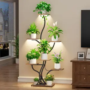 Stand Indoor with Grow Lights - 59" Tall  Shelf Indoor, 7 Tiered Corner  Stands for Pots  Multiple, Metal Large Flower Holder Display Rack for Living Room,  Decor Patio